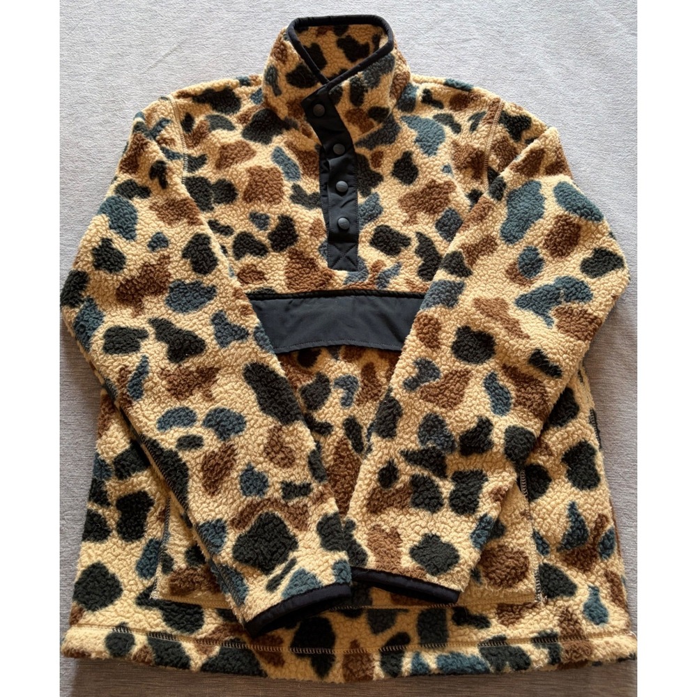 Carhartt WIP Prentis Pullover Fleece Jacket Leopard Camo Tan Black Mens L